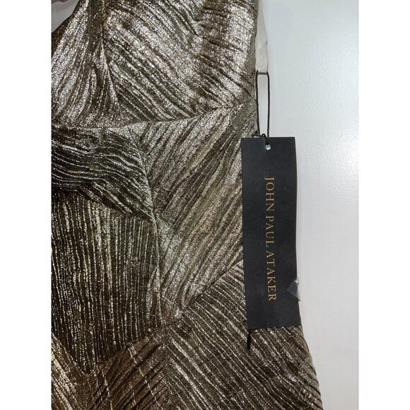 NWT John Paul Ataker Metallic Strapless Cocktail Dress Gold Size 44/10 - Picture 3 of 8